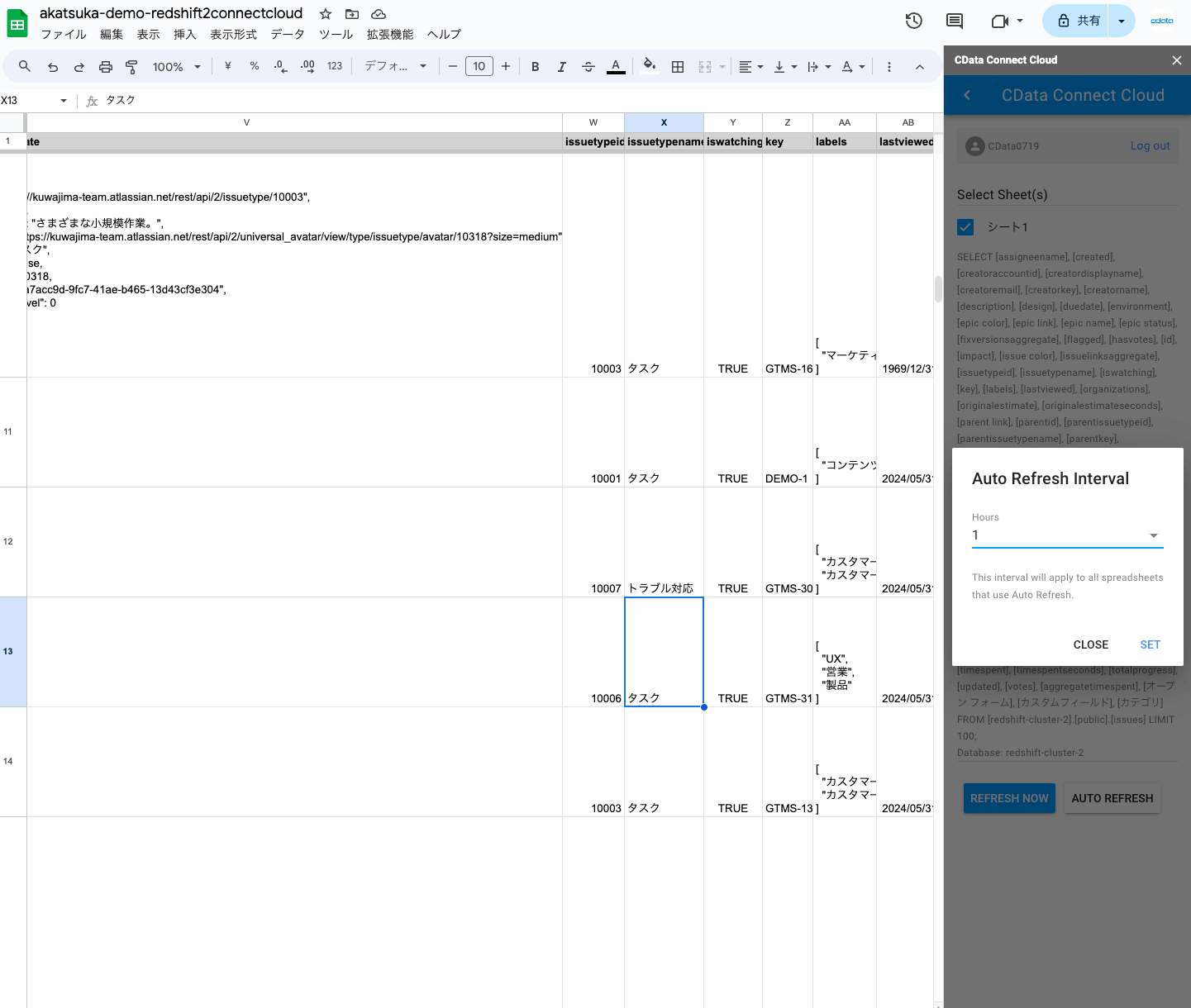 redshift2googlesheets