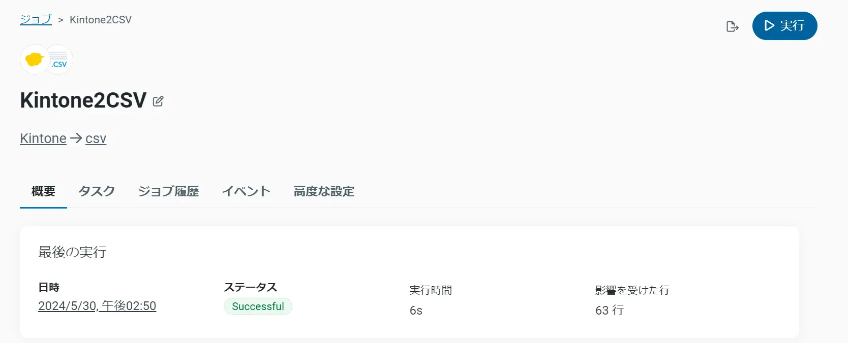 タスクの実行完了