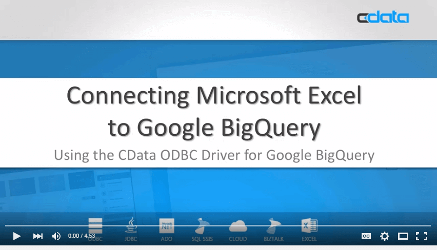 Video: Connecting to BigQuery Data from Microsoft Excel