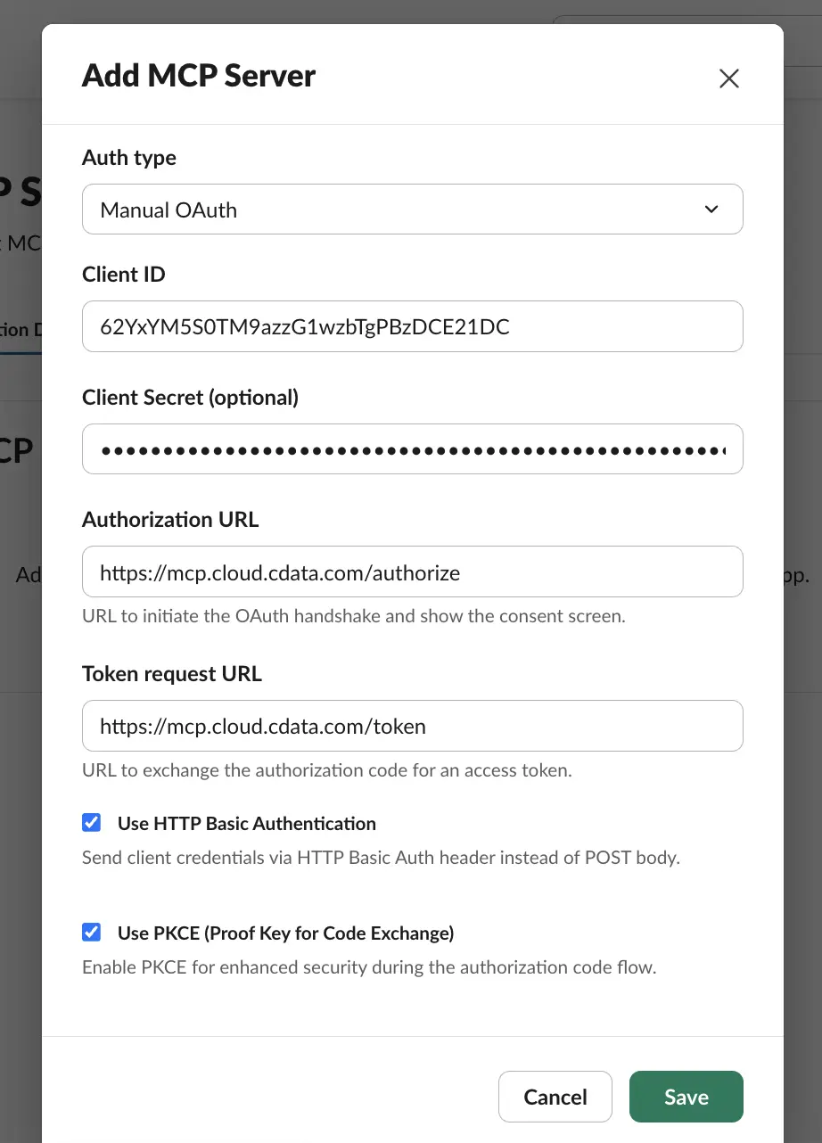 Slackbot のMCP Client 機能からCData Connect AI 経由でkintone に接続する方法
