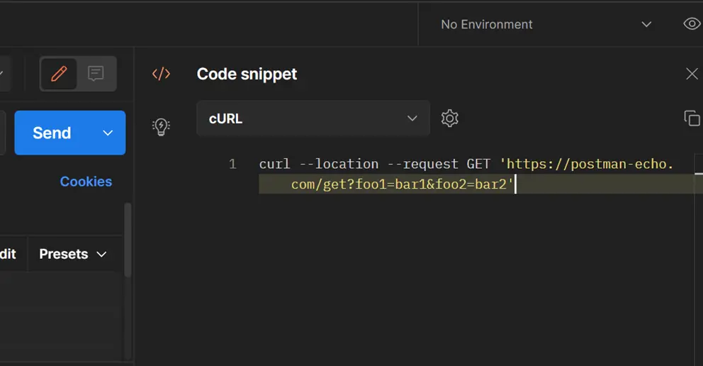Code Snippet機能で、cURLによるリクエストのコードスニペットを取得