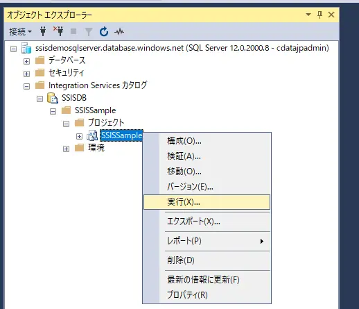 SSIS プロジェクト 実行