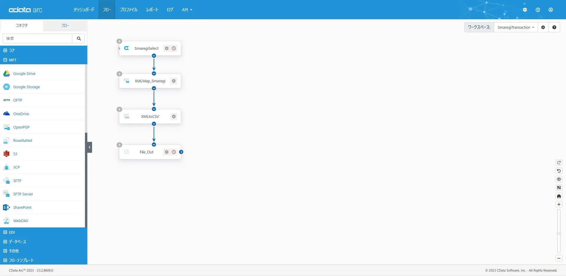 CData Arc でスマレジの取引データをCSV ファイルに出力する