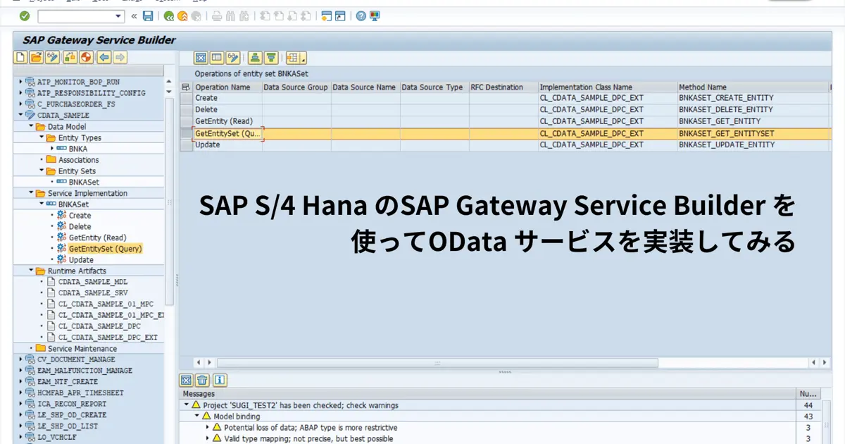 SAP S/4 Hana のSAP Gateway Service Builder を使ってOData サービス