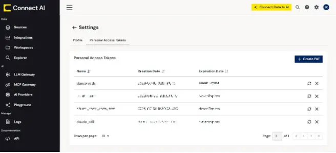 settings page