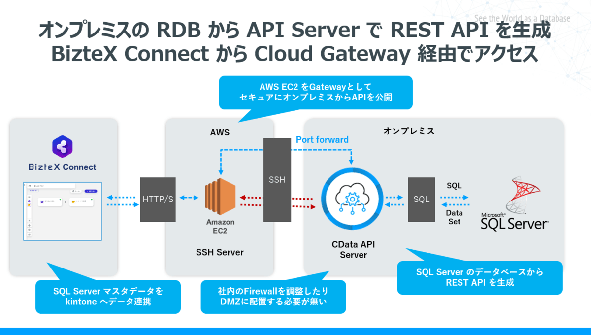国産iPaaS BizteX Connect で SQL Server のデータを kintone に連携
