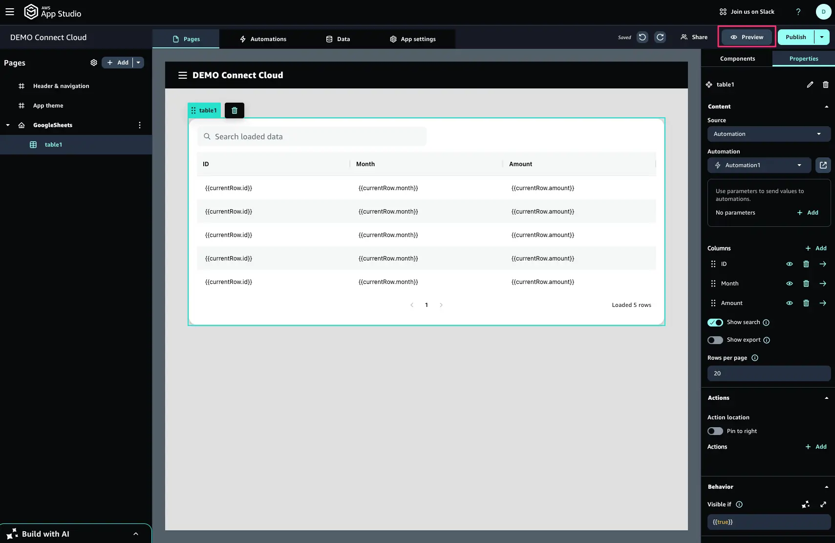 connectcloud-appstudio2spreadsheet