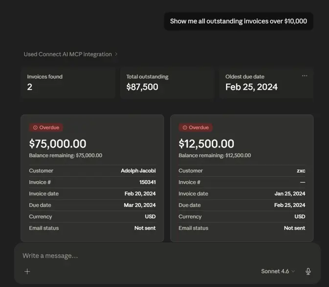 Quickbooks to Claude conversation