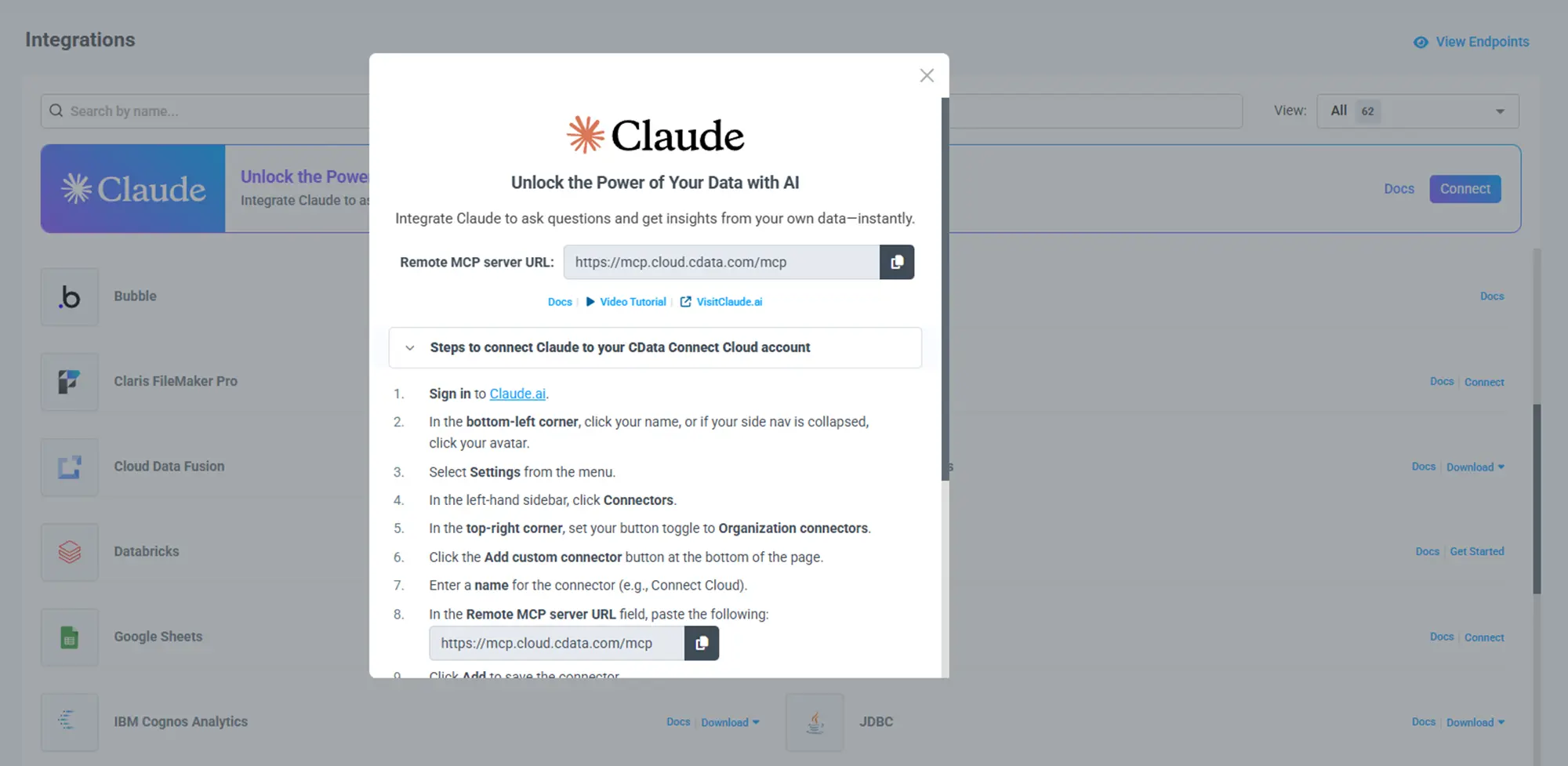 CData Connect AI のリモートMCP「安全に、リアルタイムに、ノーコードで」ビジネスデータをAI に接続