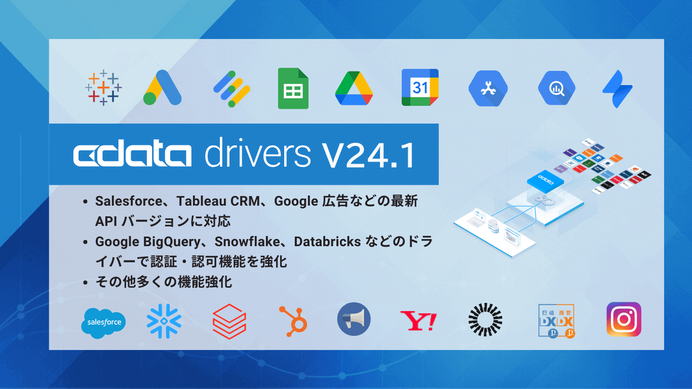 Salesforce、Tableau CRM、Yahoo!広告などの最新API バージョンのサポートを含む『CData Drivers V24.1』をリリース