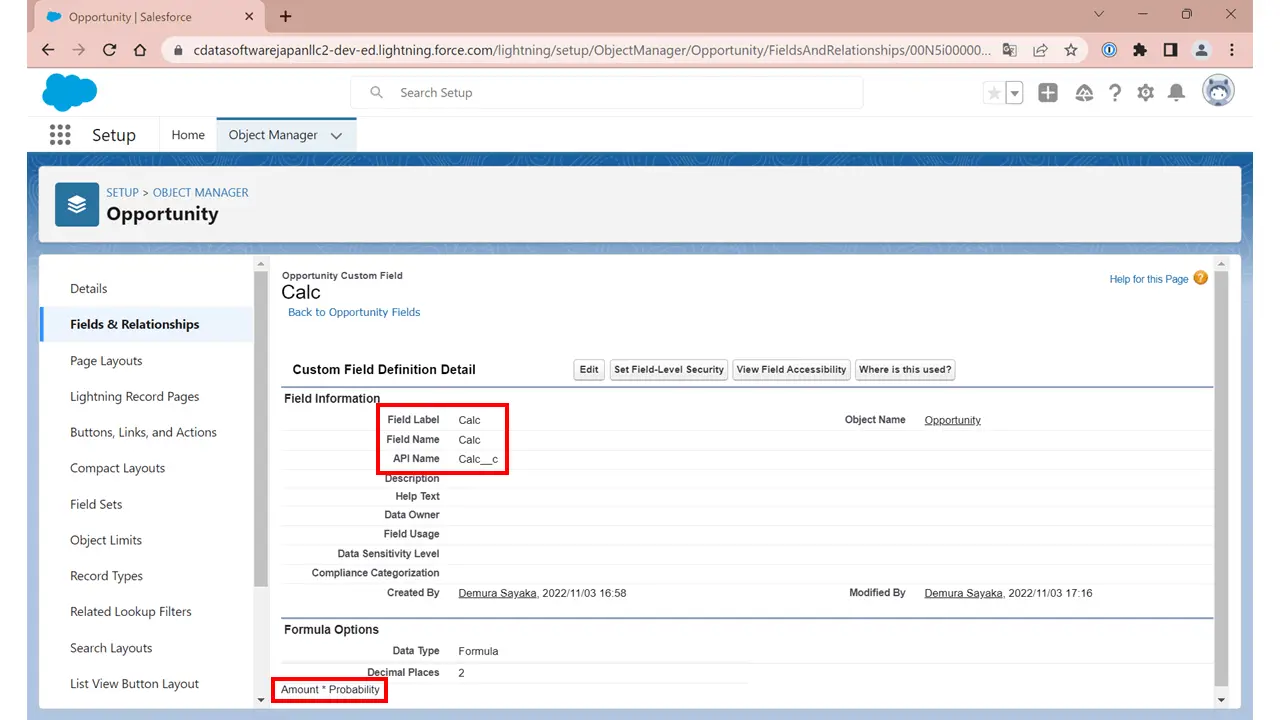Salesforce に数式項目を追加する