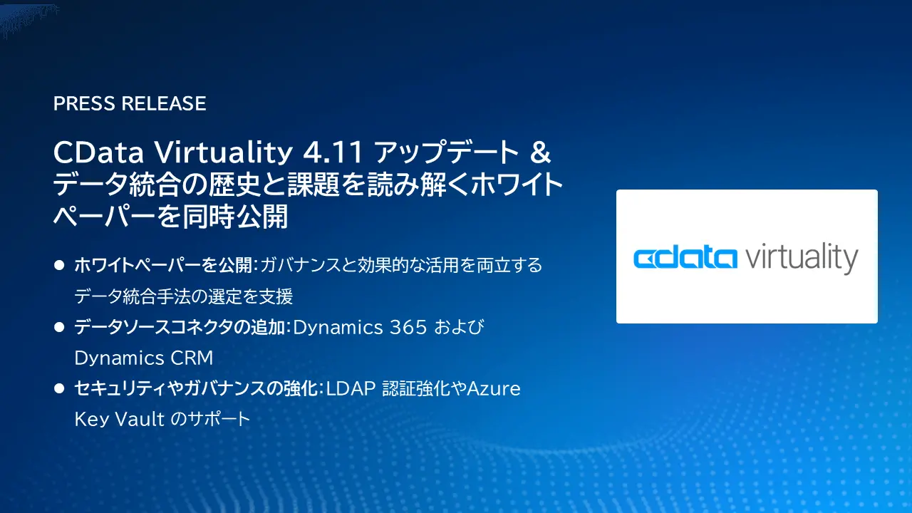 CData Virtuality 4.11 アップデート & データ統合の歴史と課題を読み解くホワイトペーパーを同時公開