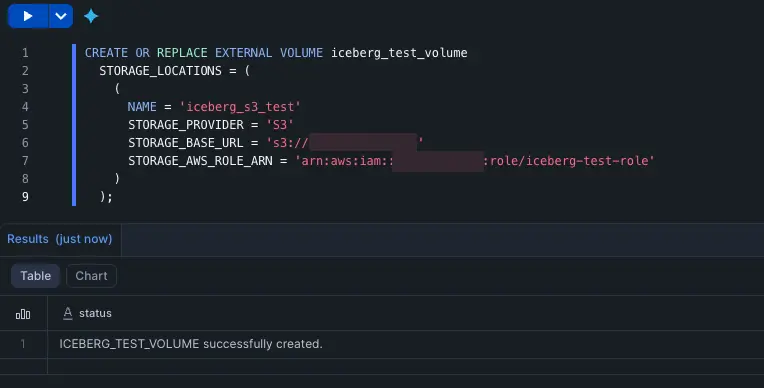 外部ボリュームの作成画面