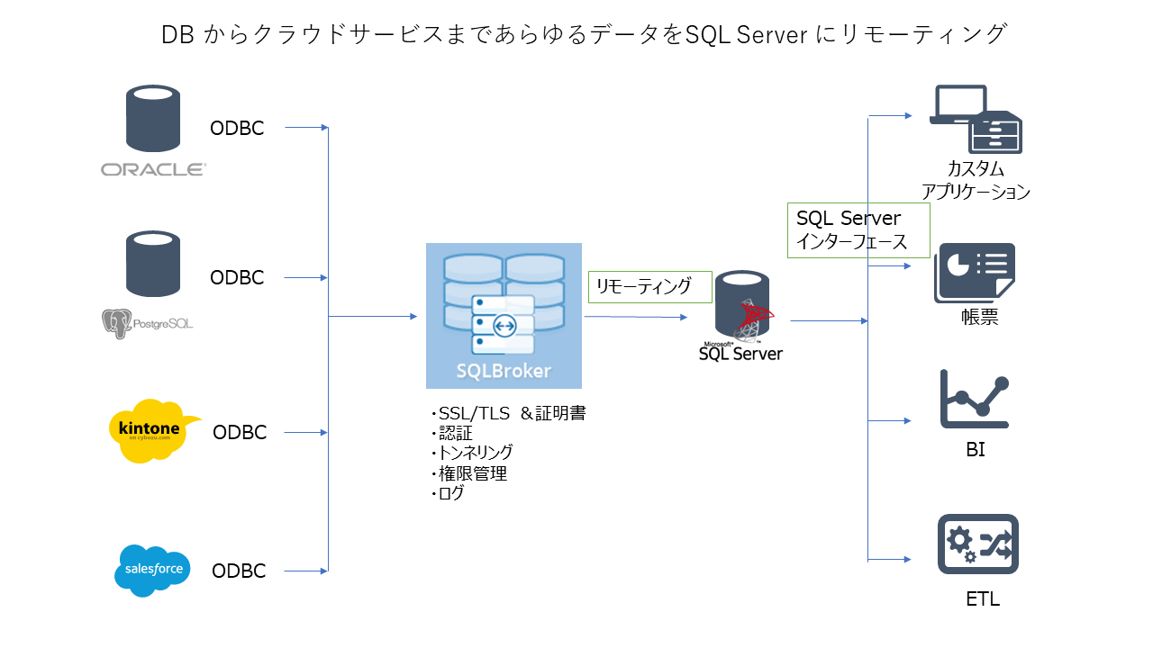 SQL Server にkintone リンクサーバーを作成、PowerBIやTableau からデータを参照
