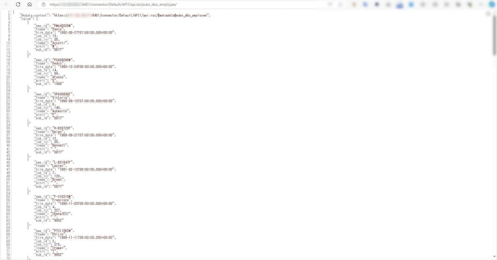 API エンドポイントにアクセス