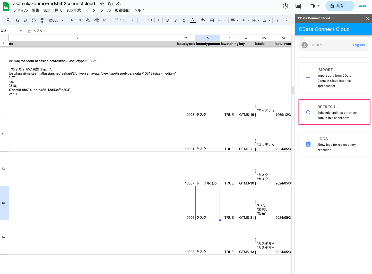 redshift2googlesheets