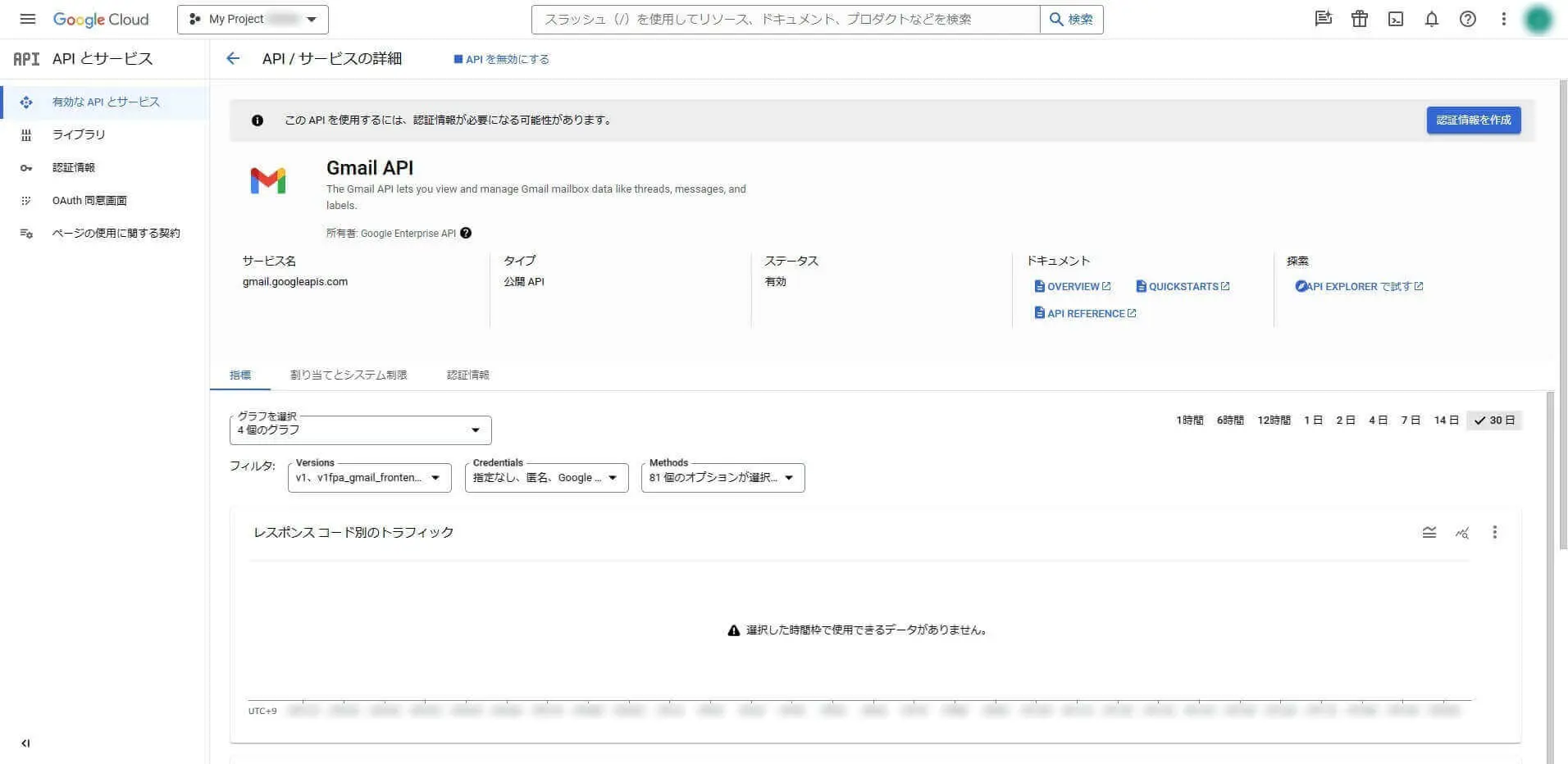 Gmail API の有効化