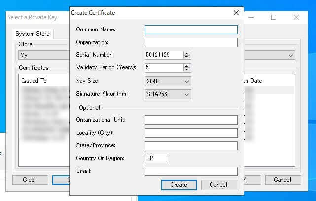Create Certificate