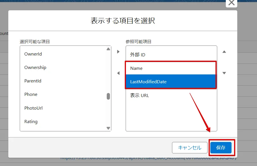 表示項目選択