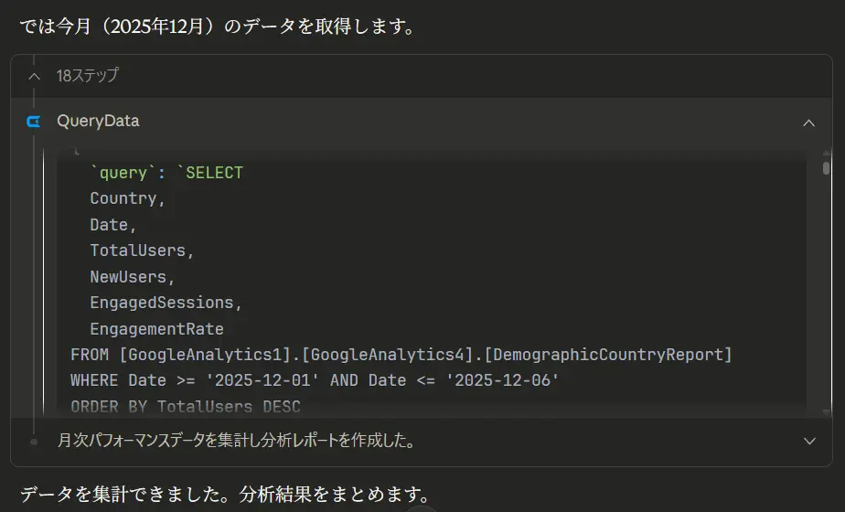 Claude 4.5 OpusでConnect AIを使ってGoogle Analyticsのデータを分析