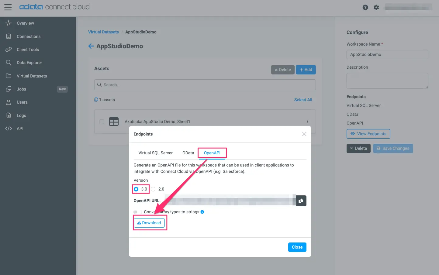 connectcloud-appstudio2spreadsheet