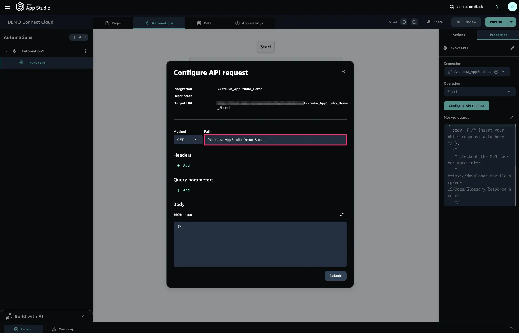 connectcloud-appstudio2spreadsheet