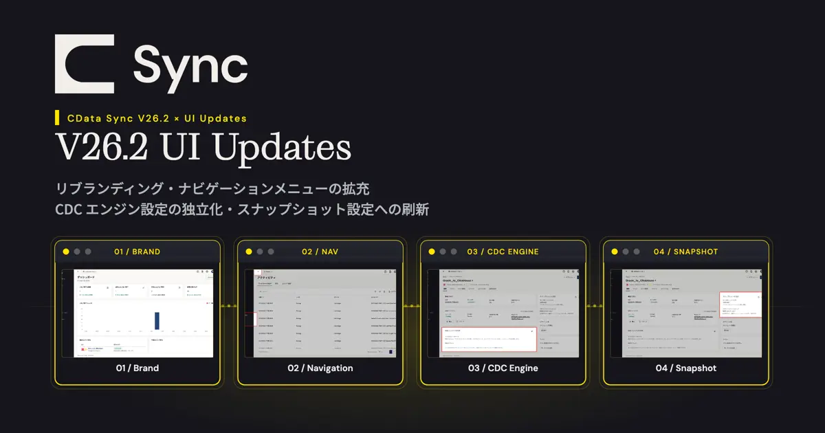 CData Sync V26.2 UI Updates：リブランディング・ナビゲーションメニューの拡充・他