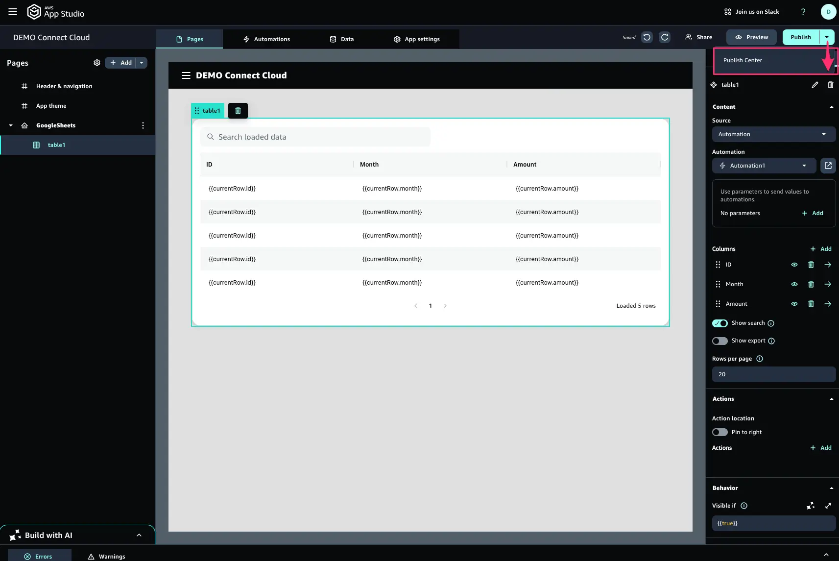 connectcloud-appstudio2spreadsheet