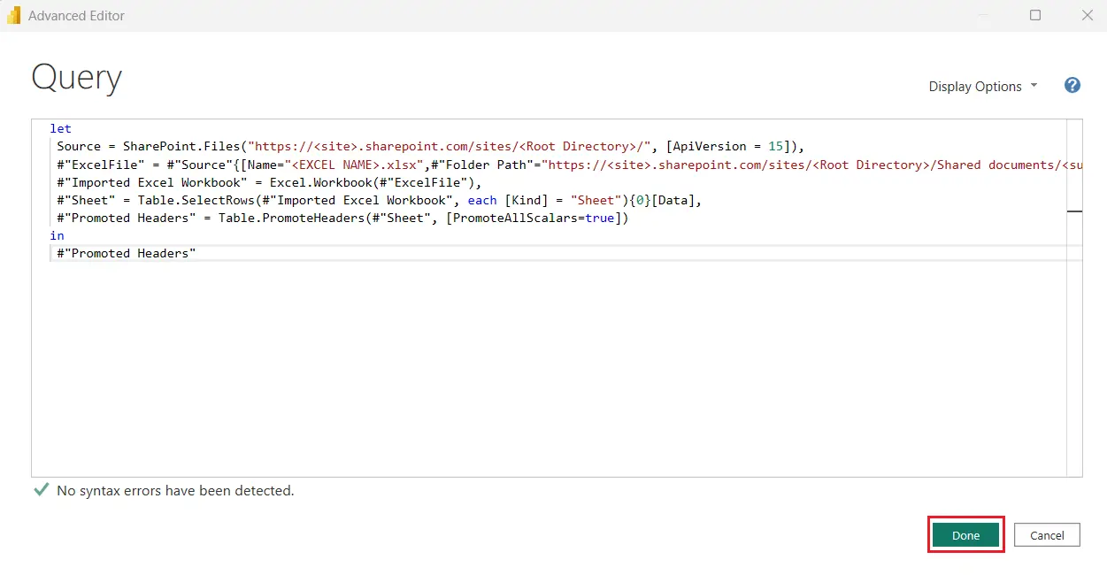 Connect Power BI to SharePoint Excel File