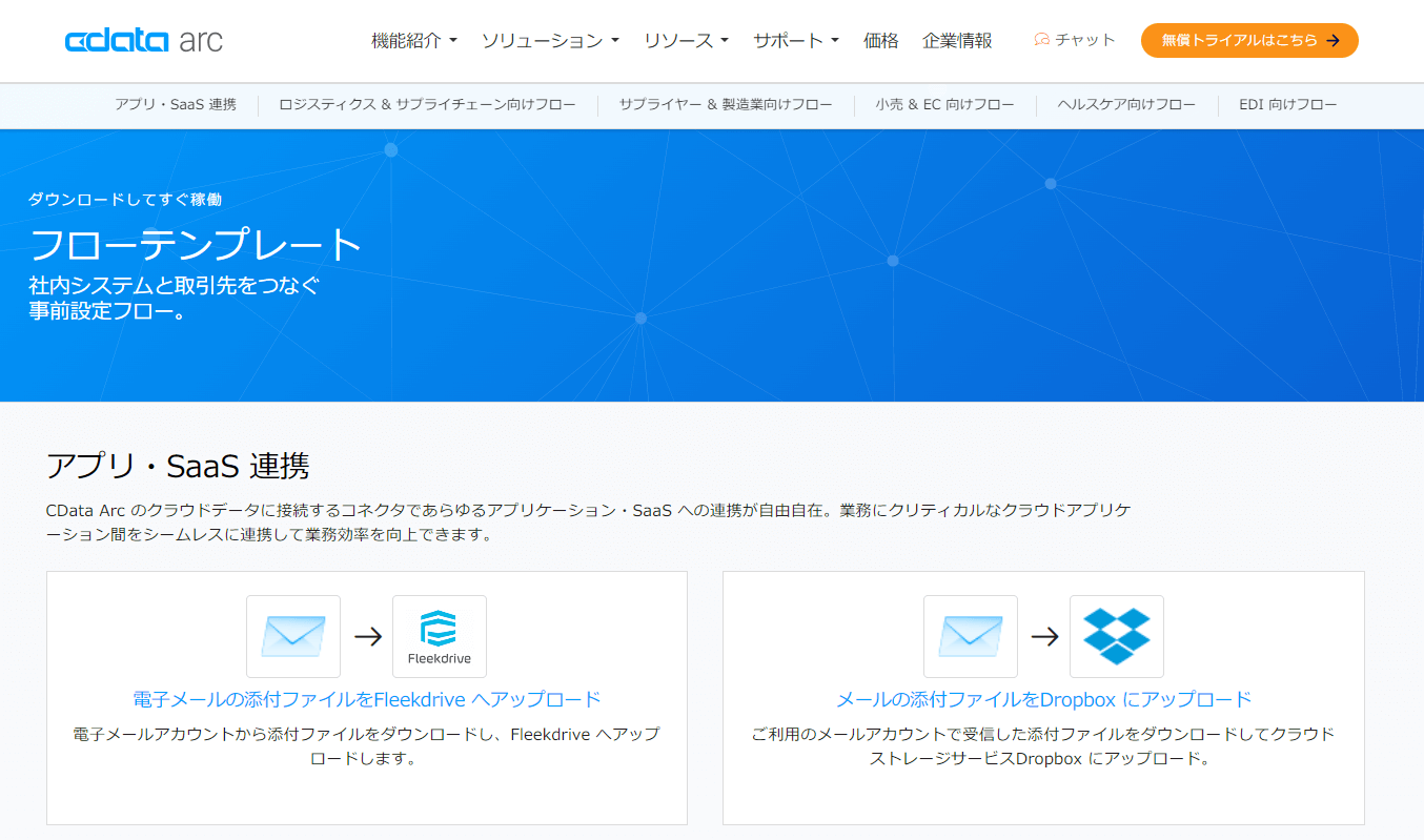 フローテンプレートウェブページ