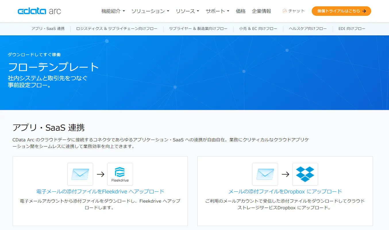 フローテンプレートウェブページ