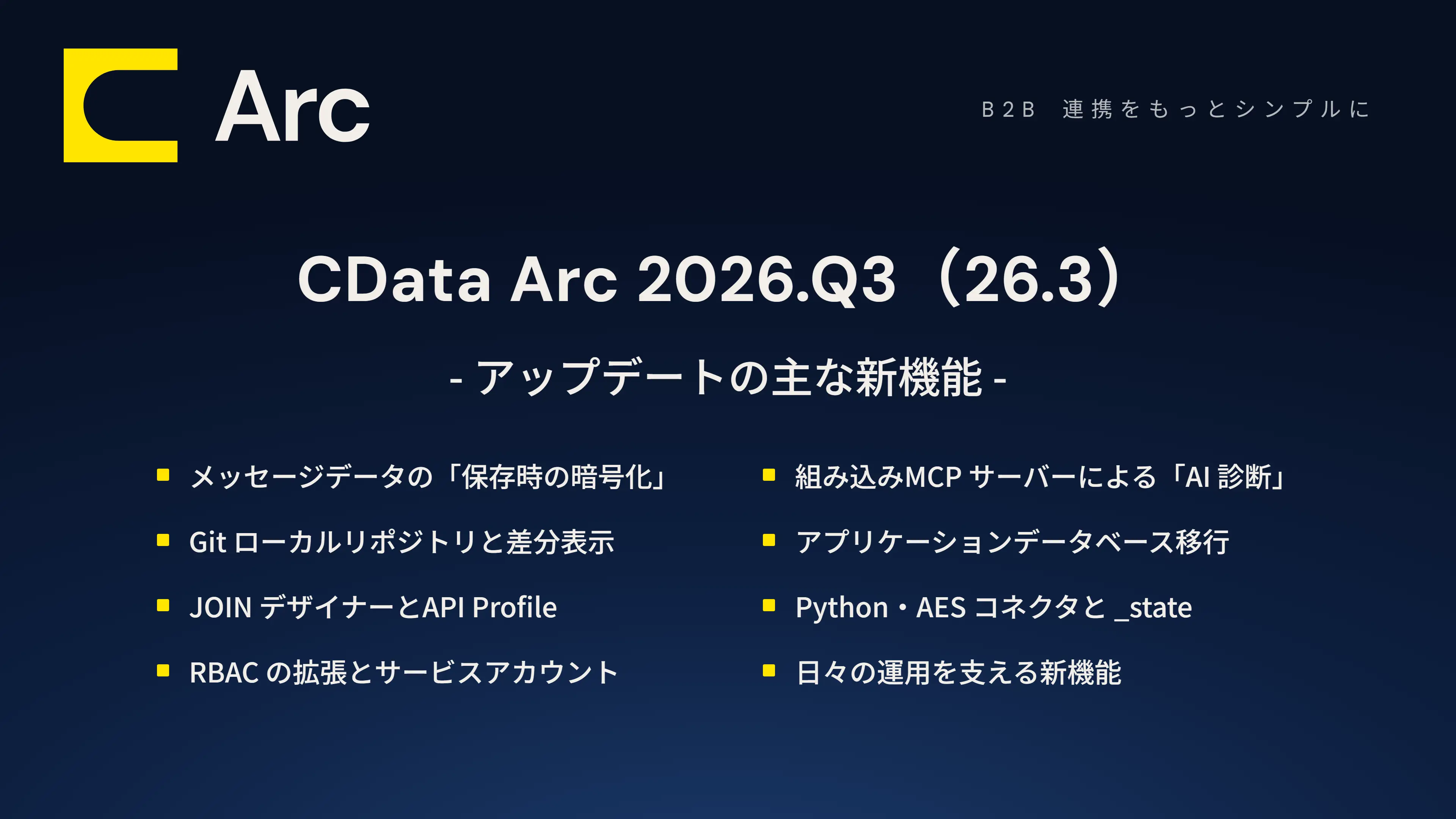 CData Arc 2026.Q3（26.3）アップデート - 主な新機能