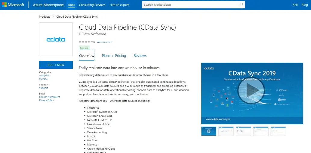 CData Sync Azure Marketplace 版