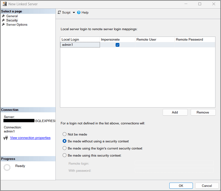 Creating and Configuring a SQL Server Linked Server