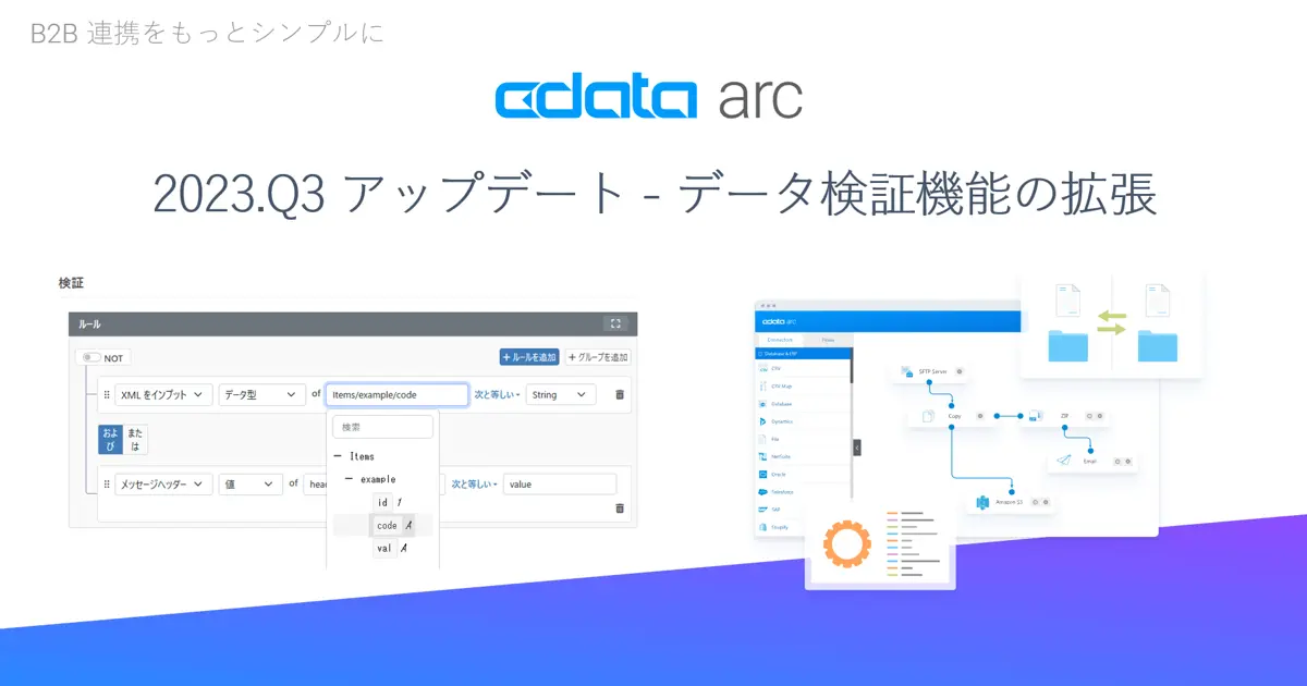 CData Arc 2023.Q3 アップデート - データ検証機能の拡張（Validate コネクタ、XSD コネクタ）