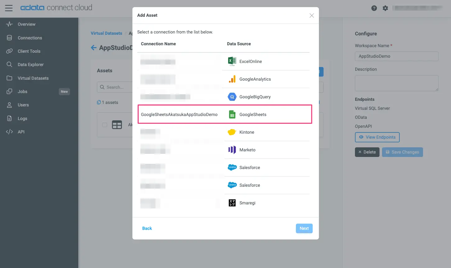 connectcloud-appstudio2spreadsheet