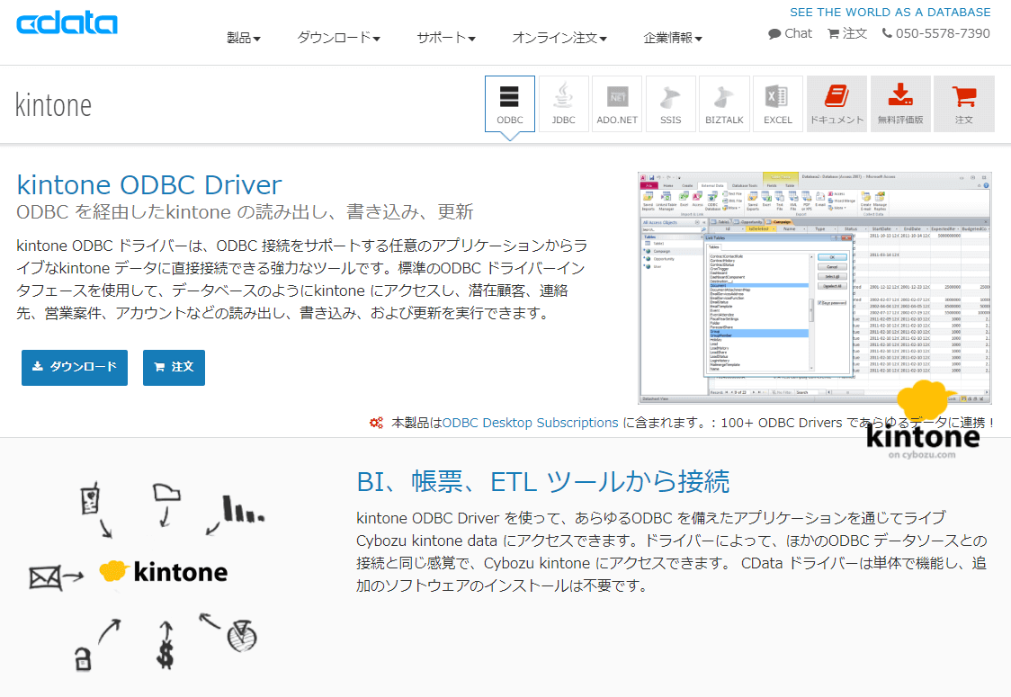 SQL Server にkintone リンクサーバーを作成、PowerBIやTableau からデータを参照